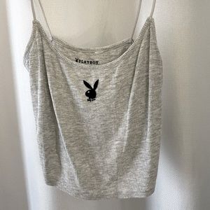 Playboy cropped tank top. Worn once in excellent condition. Heather grey.